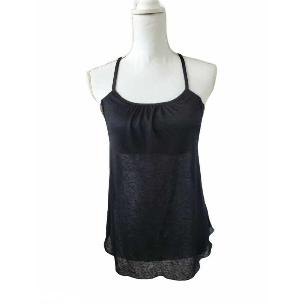 SHAPE Activewear Women's XS Black Tribal Yoga Macrame Forgiving Tank